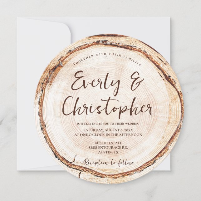Unique Wood with website Rustic Wedding Template (Front)