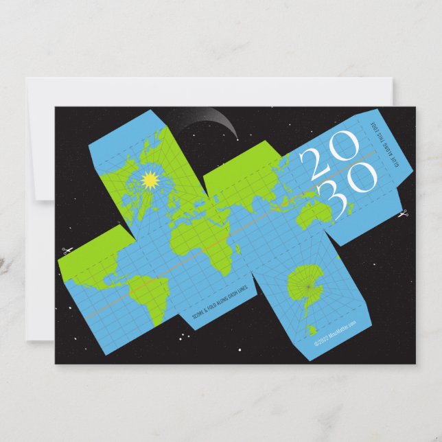 Unique World Globe Interactive Holiday Card (Front)