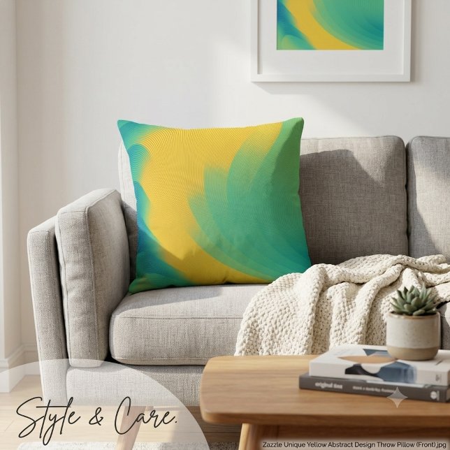 Unique Yellow Abstract Design Cushion (Unique Yellow Abstract Design Throw Pillow)