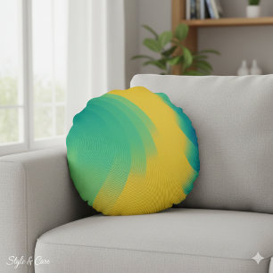 Unique Yellow Abstract Design Round Cushion