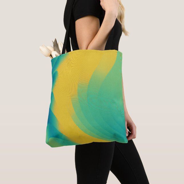Unique Yellow Abstract Design Tote Bag (Close Up)