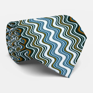 Unique Yellow and Blue Wavy Stripes Tie