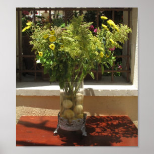 Unique Yellow flower and lemons floral centerpiece Poster