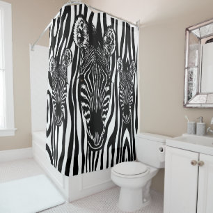 Unique Zebra Head on Zebra Print Shower Curtain