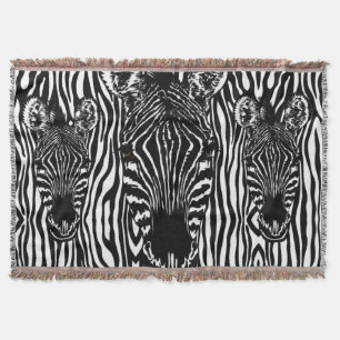 Unique Zebra Head on Zebra Print Throw Blanket