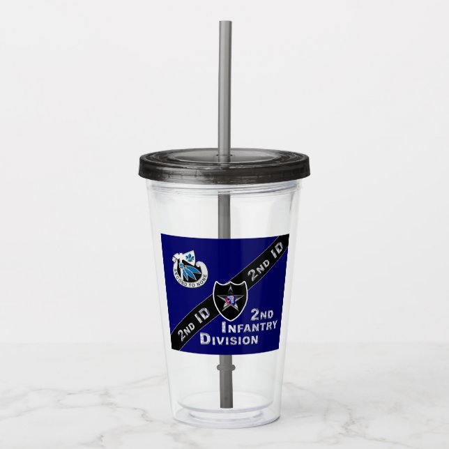 Uniquely Designed 2nd Infantry Division Gift Acrylic Tumbler (Front)