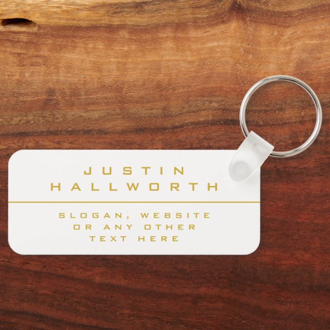 Uniquely Styled White & Gold Key Ring (Front)