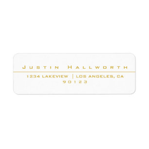 Uniquely Styled White & Gold Return Address Label