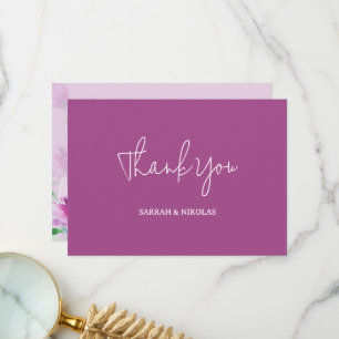 Uniqueness Of Violet Watercolor Art Flowers Thank You Card