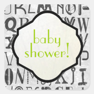 Unisex Alphabet Baby Shower Envelope Sticker