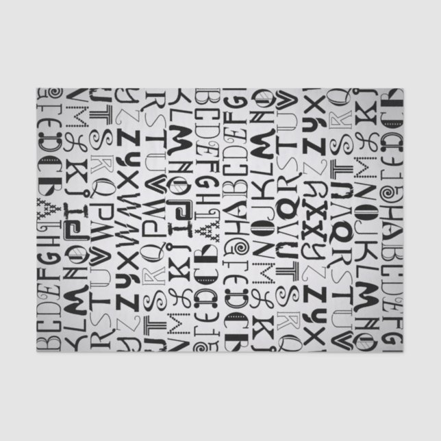 Unisex Alphabet Typography Tissue Paper (Front)