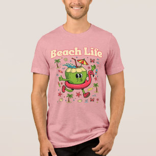 Unisex Beach Life Coconut Graphic T-Shirt Tri-Blend Shirt