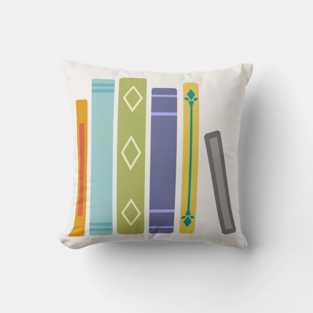 Unisex Book-Themed Decorative Square Throw Pillow (Front)