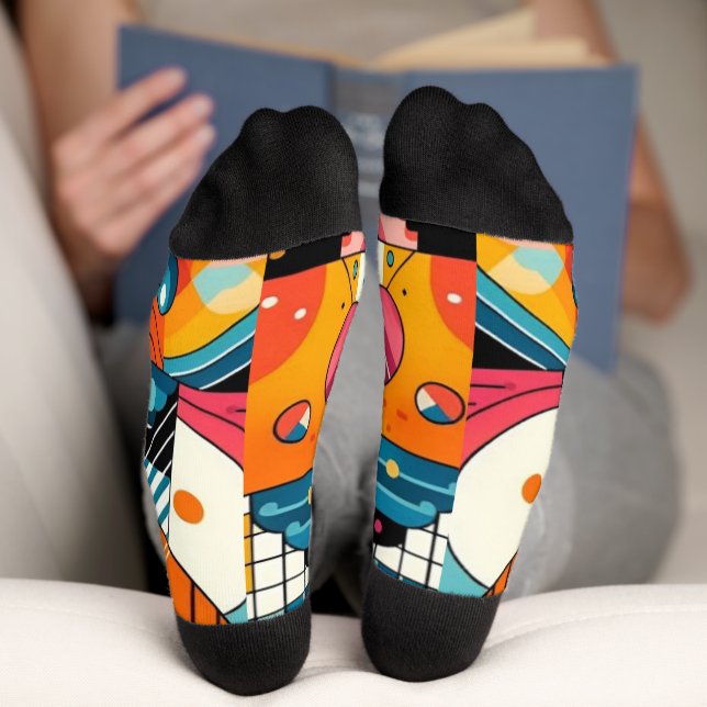 Unisex Crew Sock - Colourful Geometric Design (Bottom)