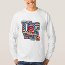 Unisex Faux Embroidery USA Long Sleeve Shirt