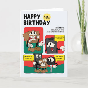Unisex Funny Humor Comic Strip 18th Birthday Card