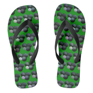 Unisex Green Lawn Bowls Pattern, Thongs