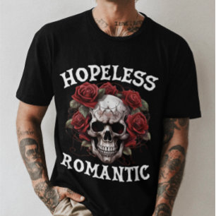 Unisex Halloween "Hopeless Romantic" Gothic Skull  T-Shirt