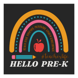 Unisex Hello Pre K,Hello Preschool, Preschool Poster