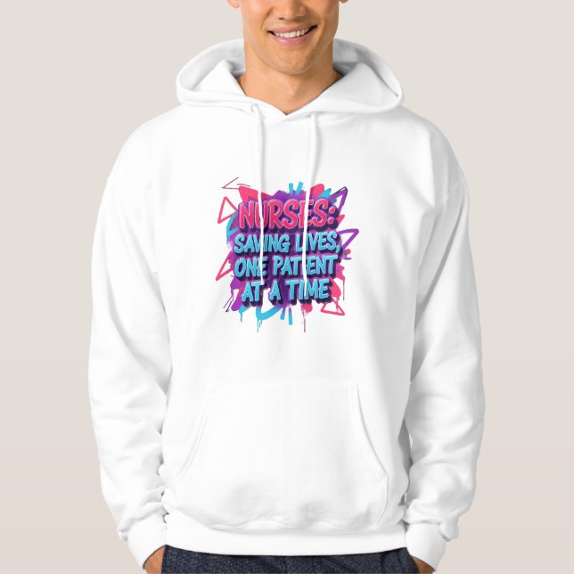 Unisex hood pullover with stylish print (Front)