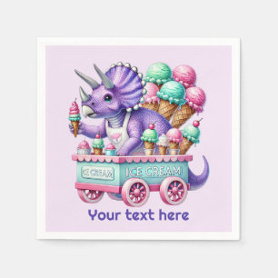 Unisex kids dinosaur ice cream party napkin