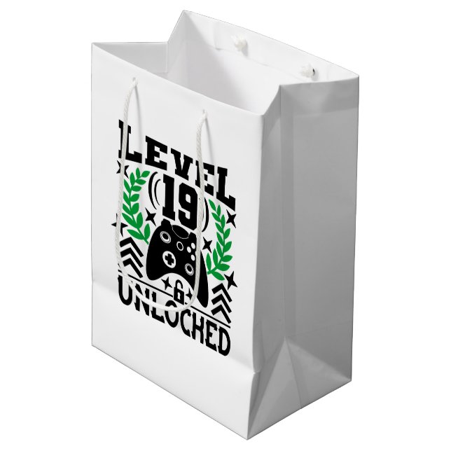 Unisex kids gamer Birthday age nineteen Medium Gift Bag (Front Angled)