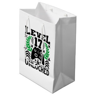 Unisex kids gamer Birthday age seventeen Medium Gift Bag