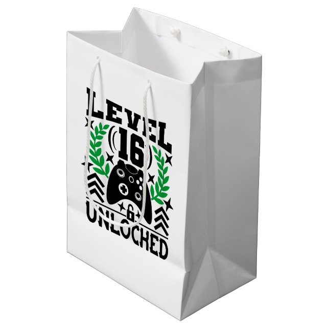 Unisex kids gamer Birthday age sixteen Medium Gift Bag (Front Angled)