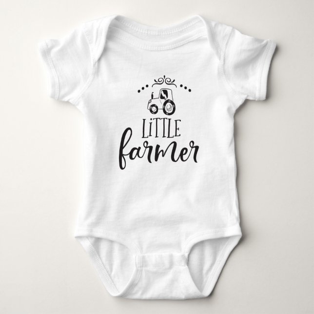 unisex little farmer word art baby bodysuit (Front)