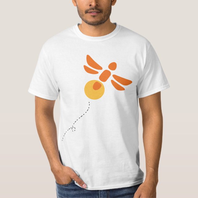 (Unisex) Loose fit grey t-shirt with orange bug  (Front)