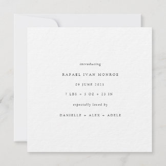 Unisex Minimalist Baby Newborn Birth Announcement