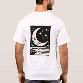 Unisex Moon Crescent Stars Planets Night Sky Box T-Shirt