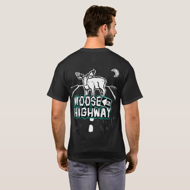 Unisex Moose on a Highway Shirt (Black) (Back Full)