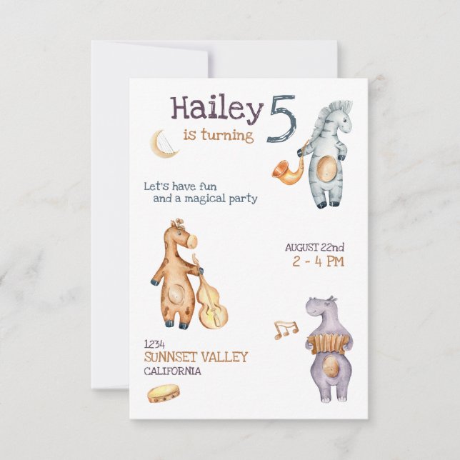 Unisex Musical Birthday Invitation (Front)