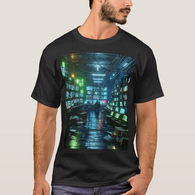 Unisex Neon Green Hacker’s Lair T-Shirt Cyberpunk (Front)