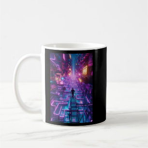 Unisex Neon Purple Urban Maze - Dystopian City Coffee Mug