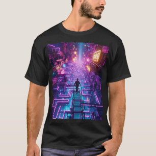 Unisex Neon Purple Urban Maze - Dystopian City T-Shirt
