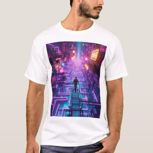 Unisex Neon Purple Urban Maze - Dystopian City T-Shirt