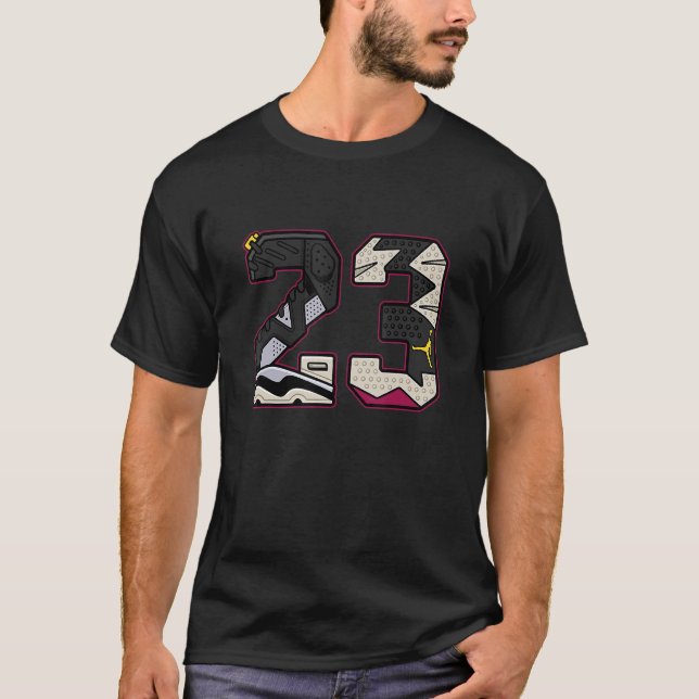 Unisex Number 23 Sneaker Match 6 Bordeaux T-Shirt (Front)