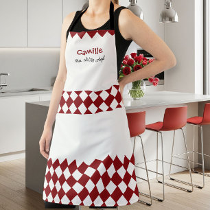 Unisex Red and White Checkered Apron - Modern