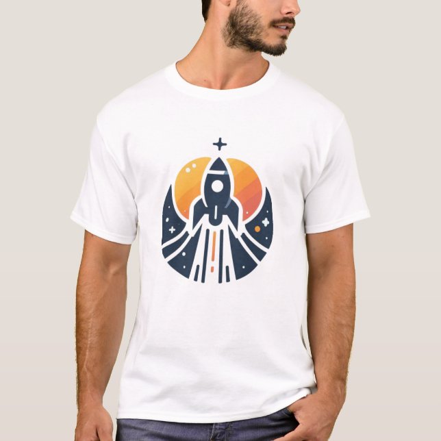 Unisex Rocket Launch Blast Sun Orange Minimalist  T-Shirt (Front)