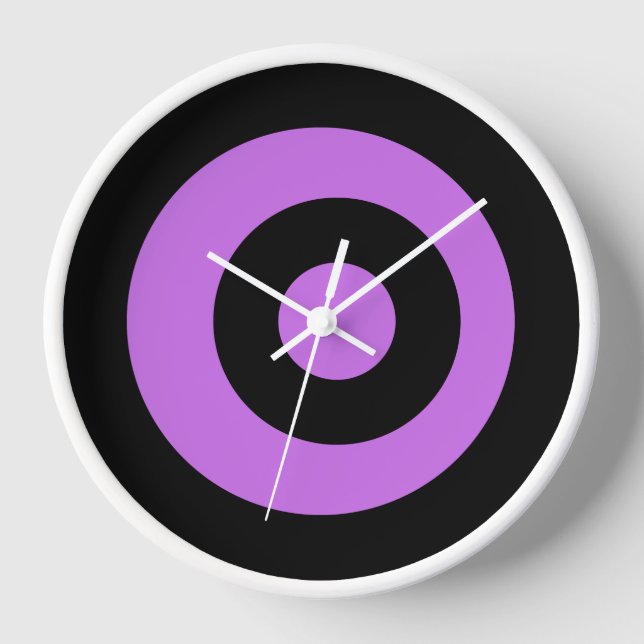 Unisex Round Black Magenta Wall Clock (Front)