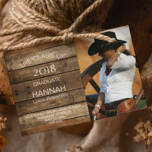 Unisex Rustic Barnwood Photo Graduation Horizontal Announcement