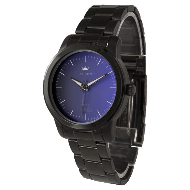 Unisex Stainless Steel Black Watch (Angled)