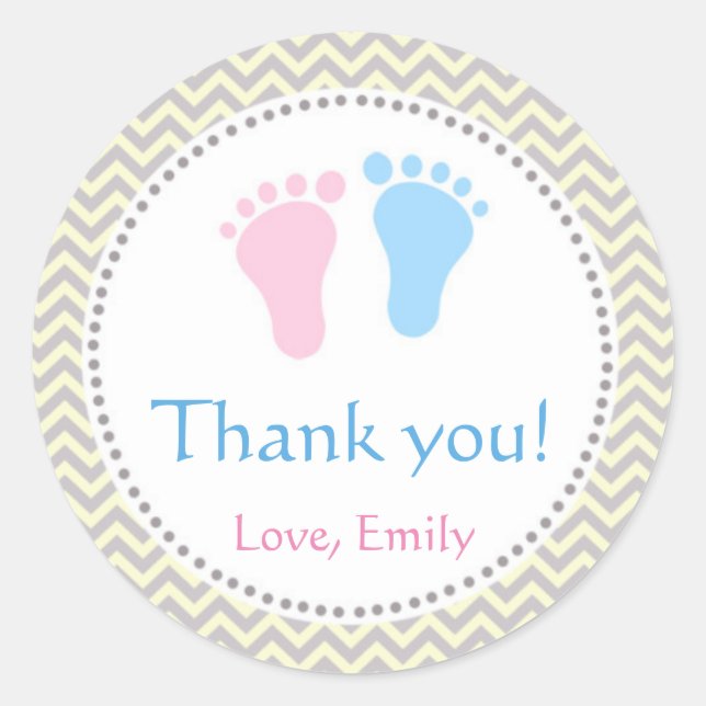 Unisex Twins Baby Shower Labels Pink Blue (Front)