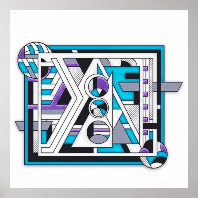 Unit 124 – Retro-Futurist Geometric Design Poster (Front)