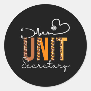 Unit Secretary Leopard Heartbeat Appreciation Wome Classic Round Sticker