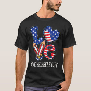 Unit Secretary Love Usa Flag Fireworks 4th Of Jul T-Shirt