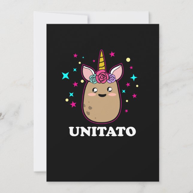Unitato Unicorn Potato Cute Funny Vegetable Fries Invitation (Front)