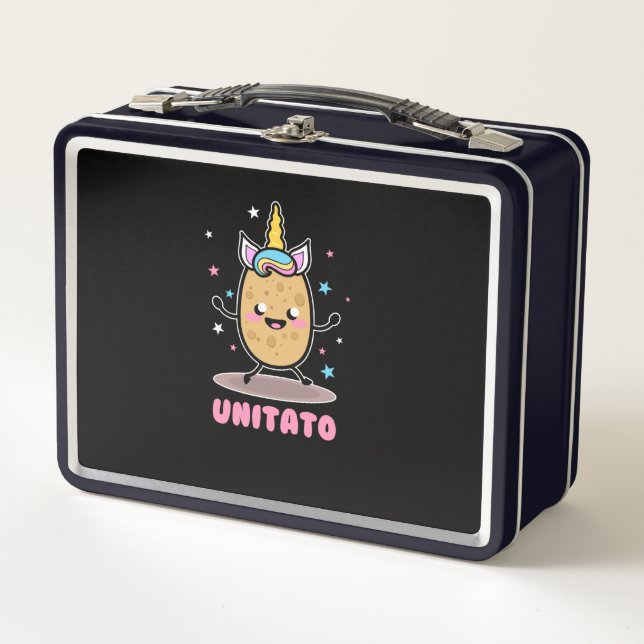 Unitato Unicorn Potato Cute Funny Vegetable Fries Metal Lunch Box (Front)